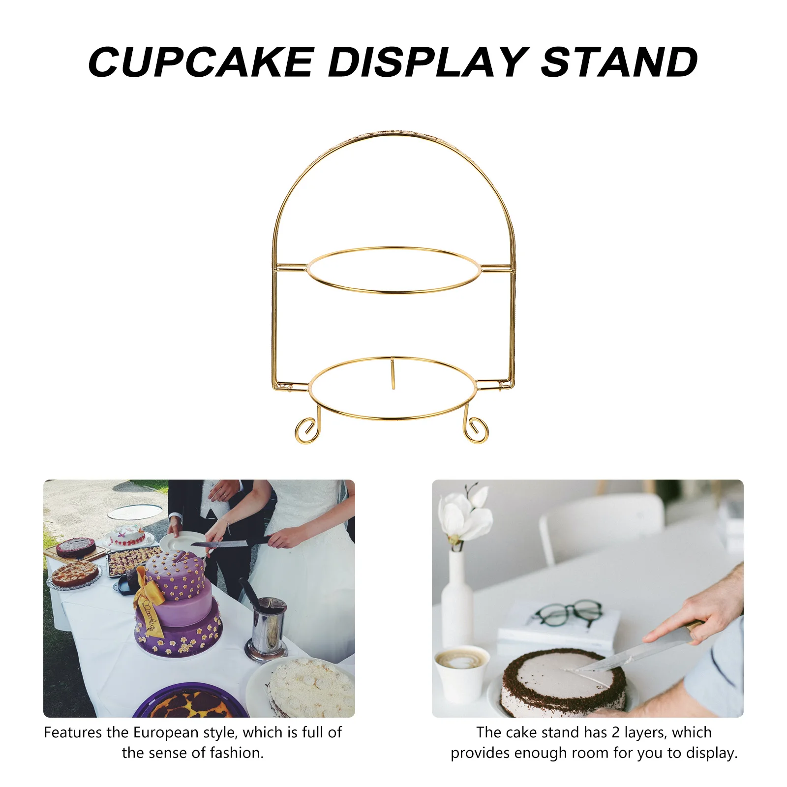 

Durable Iron Cake Stand Display European Style 2 Layer Wedding Party Birthday Decorative Dessert Holder