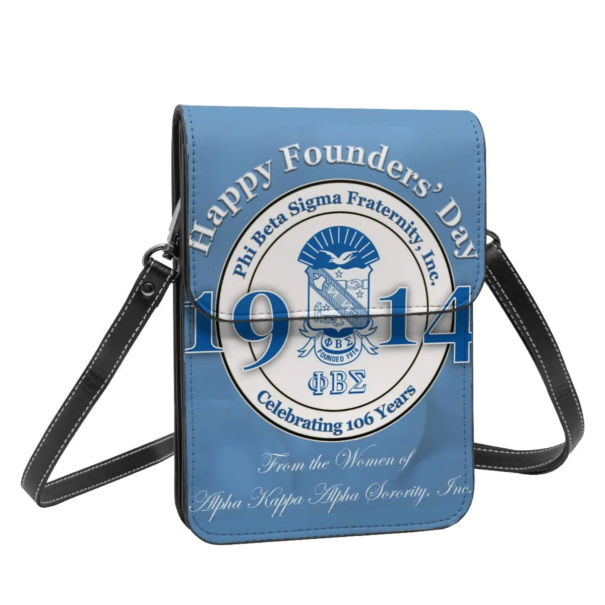 Phi Beta Sigma PBS Fraternity Crossbody Wallet Cell Phone Bag Shoulder Bag Cell Phone Purse Adjustable Strap