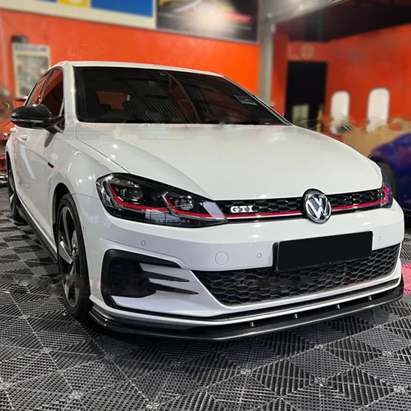 For VW Golf MK7.5 Golf 7.5 GTI GTD GTE 2017-2020 TCR Style 3PCS Front Bumper Lip Chin Canard Spoiler Splitter Front  Lip Covers