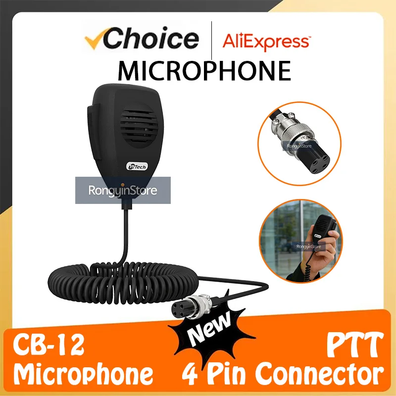 

CB-12 Radio Microphone 4 Pin Ham Mic Mobile Car CB Radio Speaker PTT Accessories For Cobra PR4000 PR350 Uniden Galaxy Ham Radios