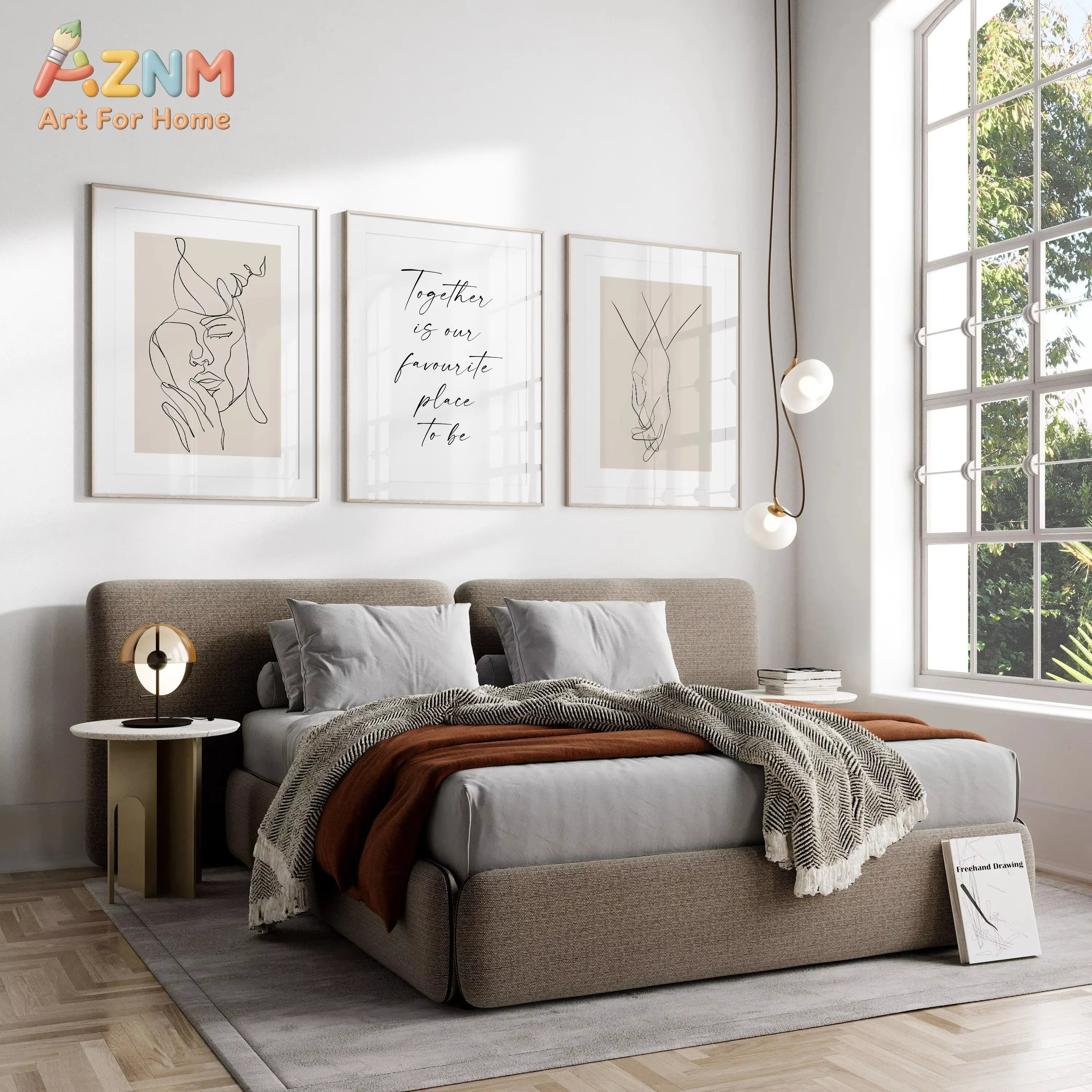 Together Is Our Favourite Place To Be Bedroom Print Wall Art Above The Bed Decor Line Text Art Minimalist Decoration Gift Poster