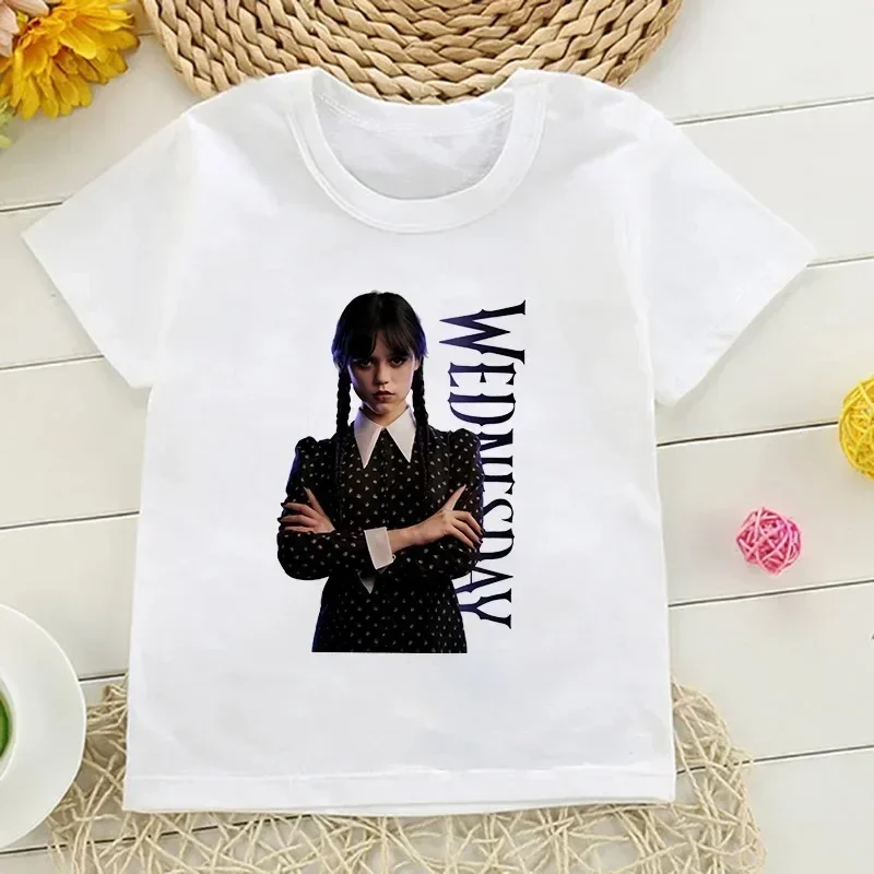 Tshirt Wednesday Addams Children T-Shirt I Hate People Cartoons Clothes Kid Girl Boy Nevermore Academy T Shirt Baby Casual Top