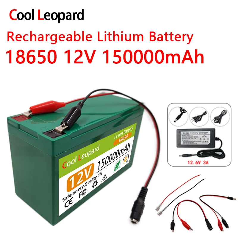 New 18650 12V 150Ah Li-ion Battery Pack,Built-in BMS,For Sprayer, Electric Vehicle, LED Lamp,High Capacity Lithium Batterie