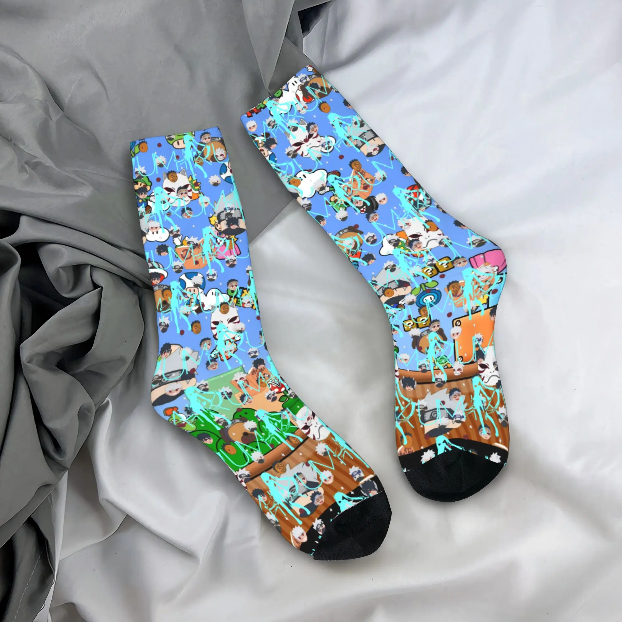 

Custom N-Narutoes Uzumaki Mens Crew Socks Unisex Kawaii 3D Printed Manga Dress Socks