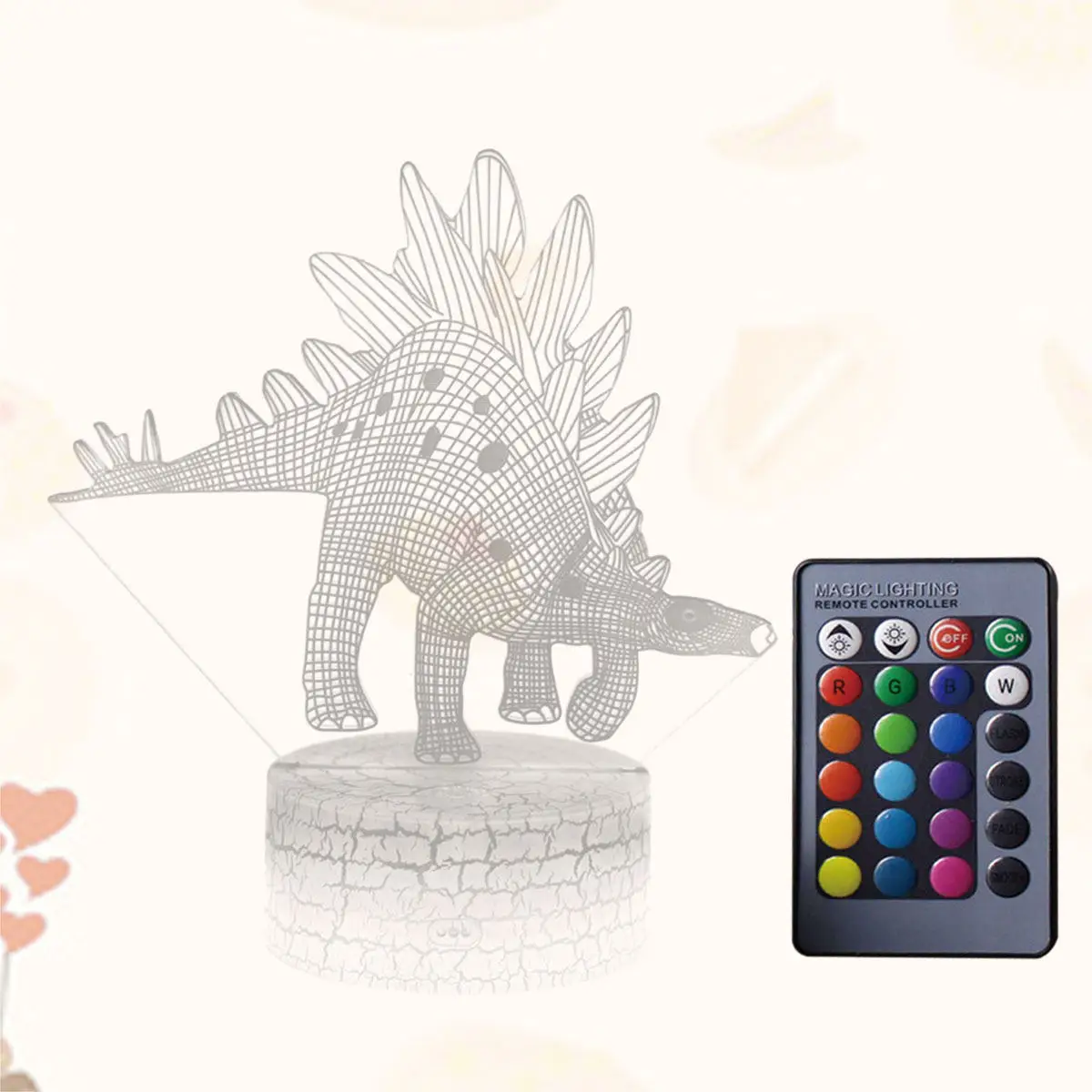 3D Dinosaur Night Light Creative Colorful Changing LED Night Lamp USB Battery Dual Power Decorative Lamp for Bedroom Home Store