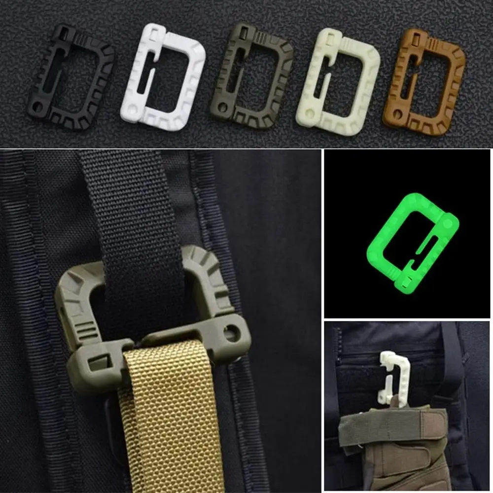 Luminous Shackle Carabiner New Plastic Steel Camp MOLLE Quick Release D-ring High-strength Hook Outdoor Tool