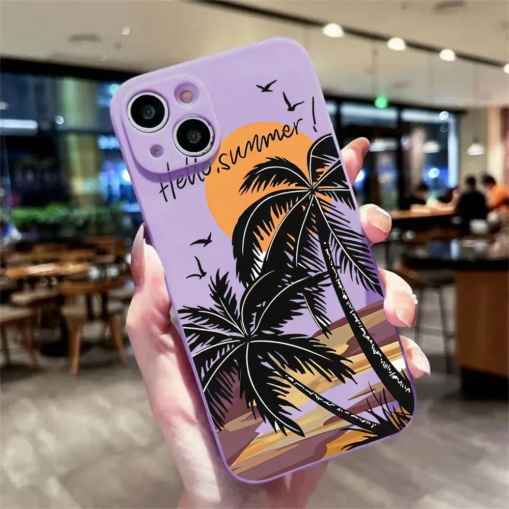 Retro Beach Pattern Phone Case For iPhone 17 16 15 14 13 12 11 Pro XS Max 7 8 6 Plus Mini Air 17e 16e X XR Matte Silicone Cover view 2