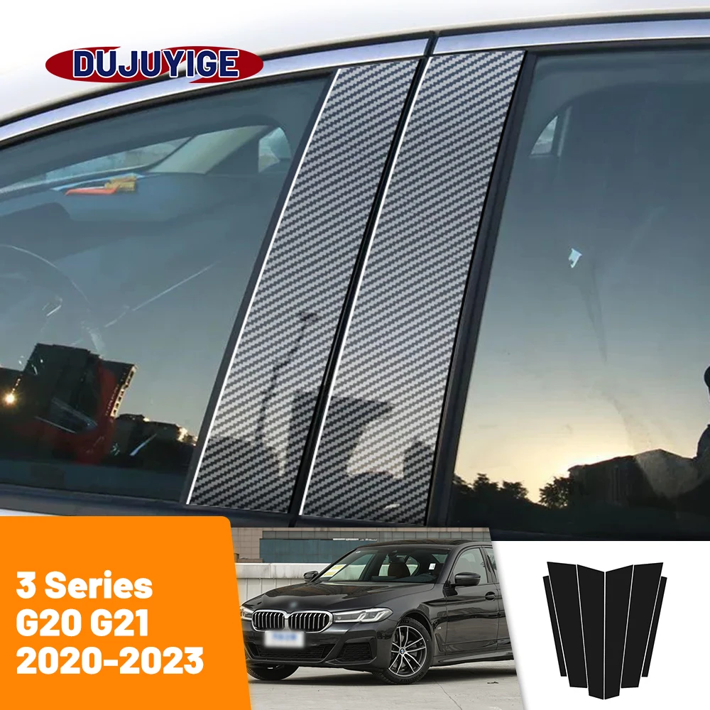 

For BMW 3 Series G20 G21 2020-2023 2021 2022 Carbon Fiber Window Door Column Deal B C Pillar Post Cover Trim Sticker