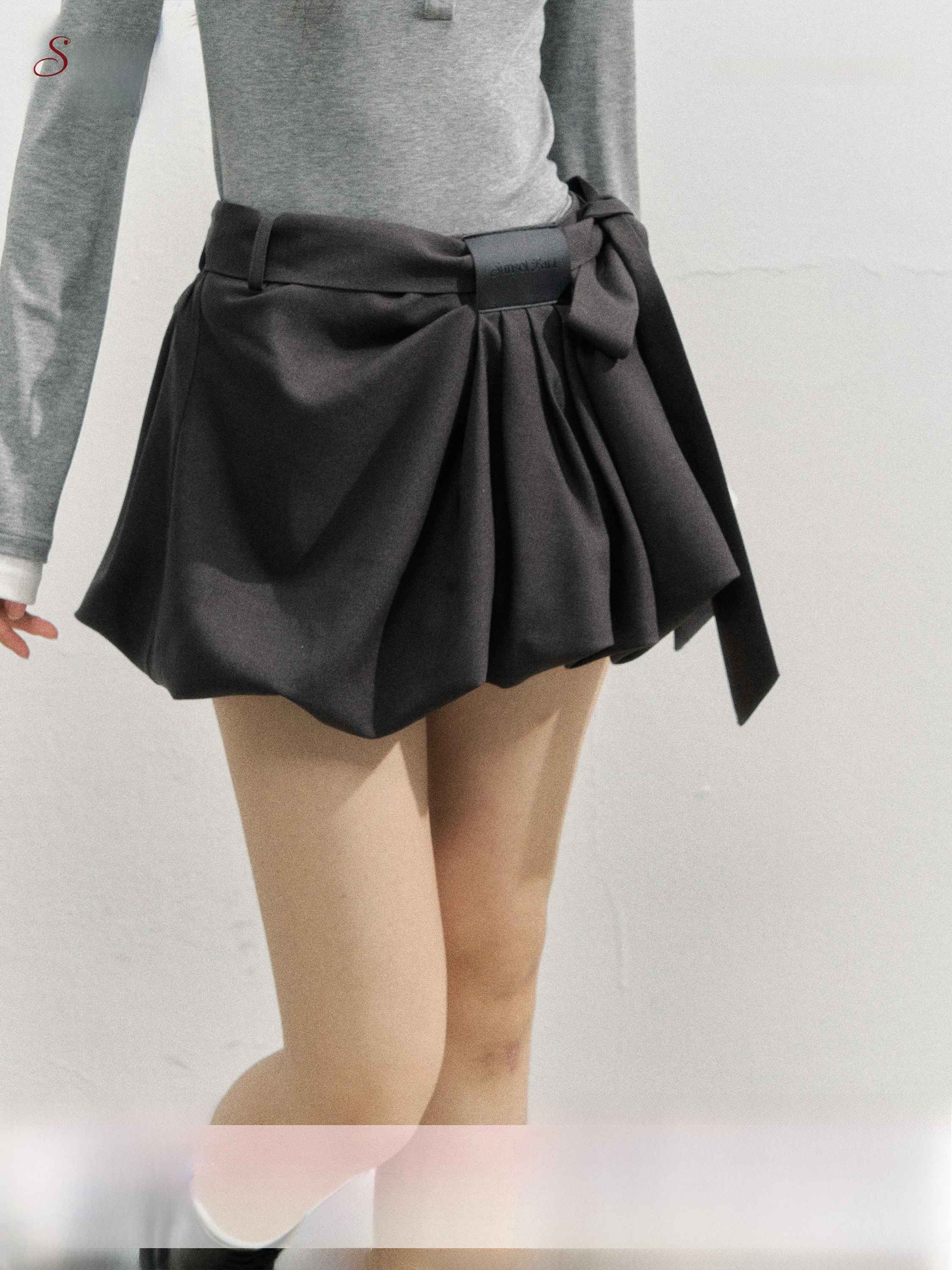 SunsetPark Girls Lightweight Pleated Floral Print Skort High Waist Checkered Design Autumn Season College Style  Knot