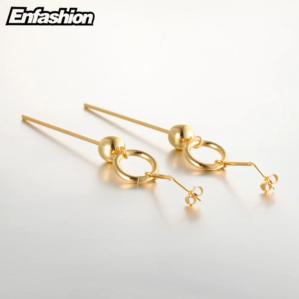 Enfashion Geometric Long Circle Dot Dangle Earrings Gold color Resin Earings Drop Earrings For Women Earring Jewelry brinco