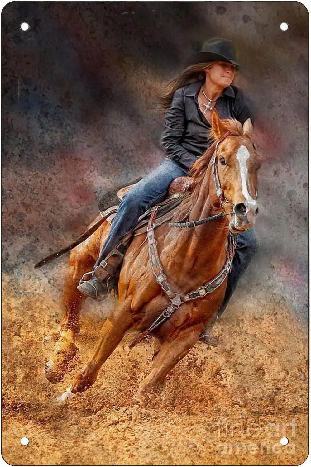 Vintage Sexy Cowboy Girl Metal Tin Sign Riding A Horse PinUp Girl Wall Art Decor Man Cave Accessories Bar Signs for Home Ba sign