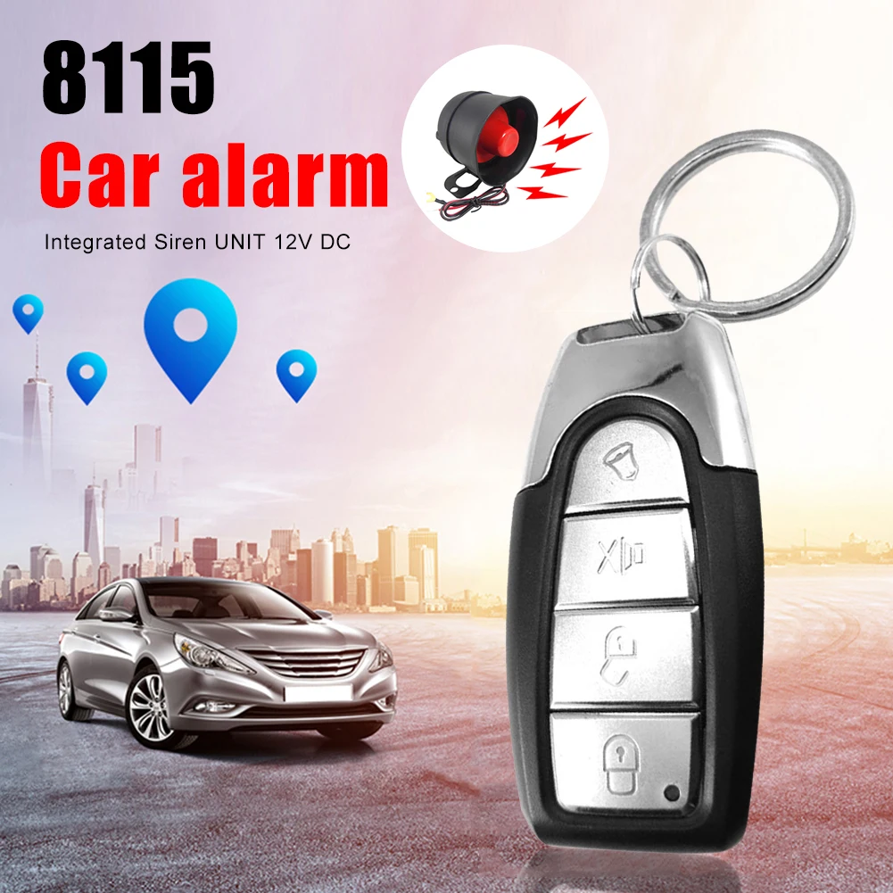 12V Car Security System Horn Siren Alarm with 2 Remote Controls Anti-Theft One-Way Automotive Alarm System Burglar Protection