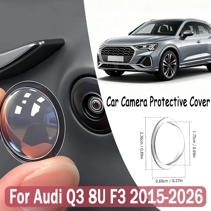 

For Audi Q3 8U F3 2015-2026 2Pcs 360 Reverse Camera Lens Protector, Anti-Scratch PC Clear Sticker, Waterproof Dustproof