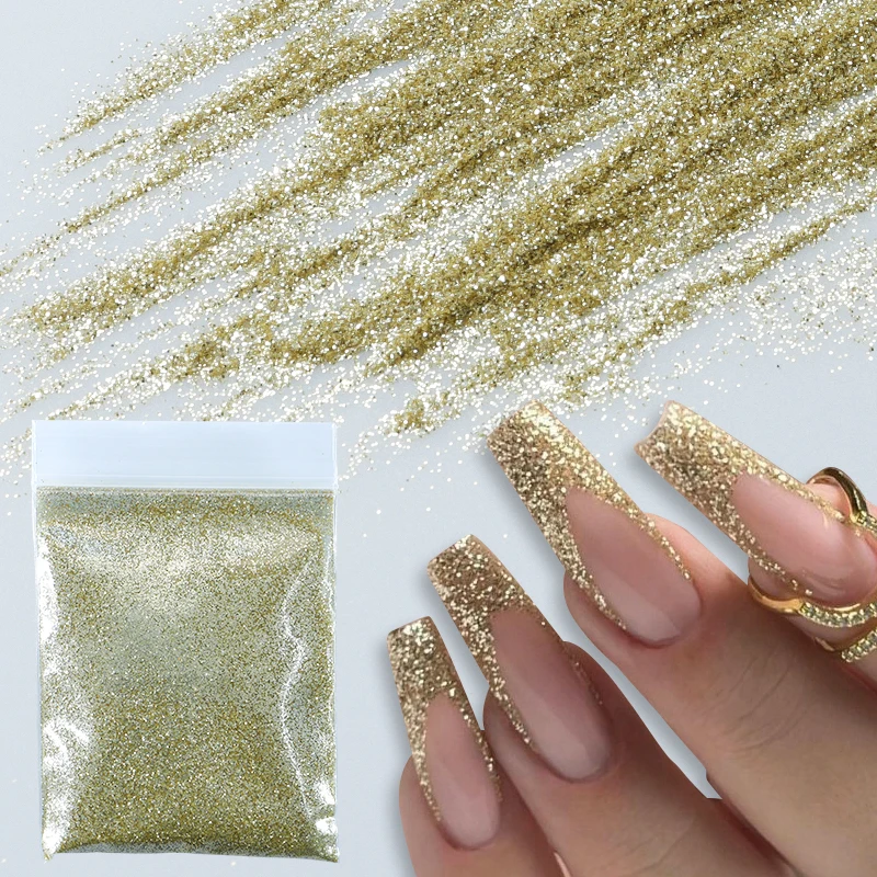 10g Sparkling Gold Silver Glitter Powder Nail Decoration Chrome Pigment 0.2mm Loose Sequins Birthday Party Nails Art Accessories