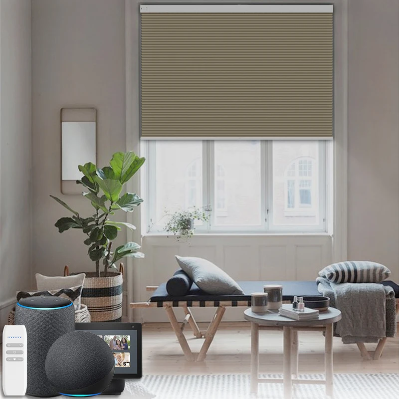 China Automatic Curtain Electric Folding Honeycomb Blinds Sunshade Remote Control WiFi Smart