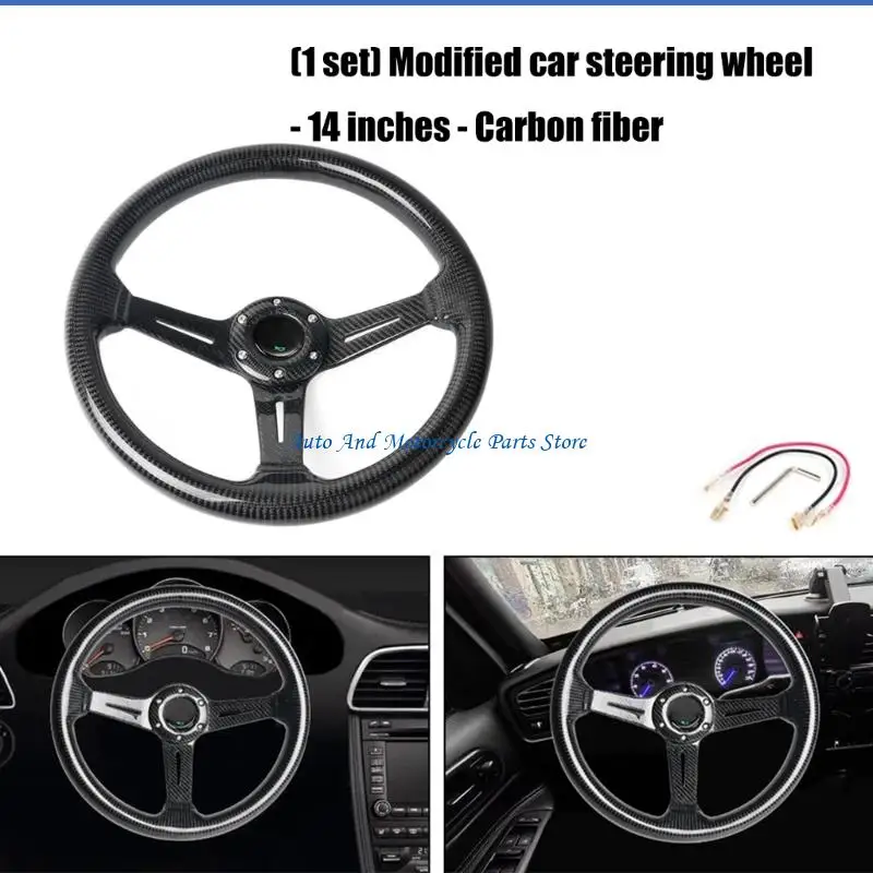 

P9FD Универсальный руль из углеродного волокна 14-дюймовый термостойкий стильный гоночный стиль