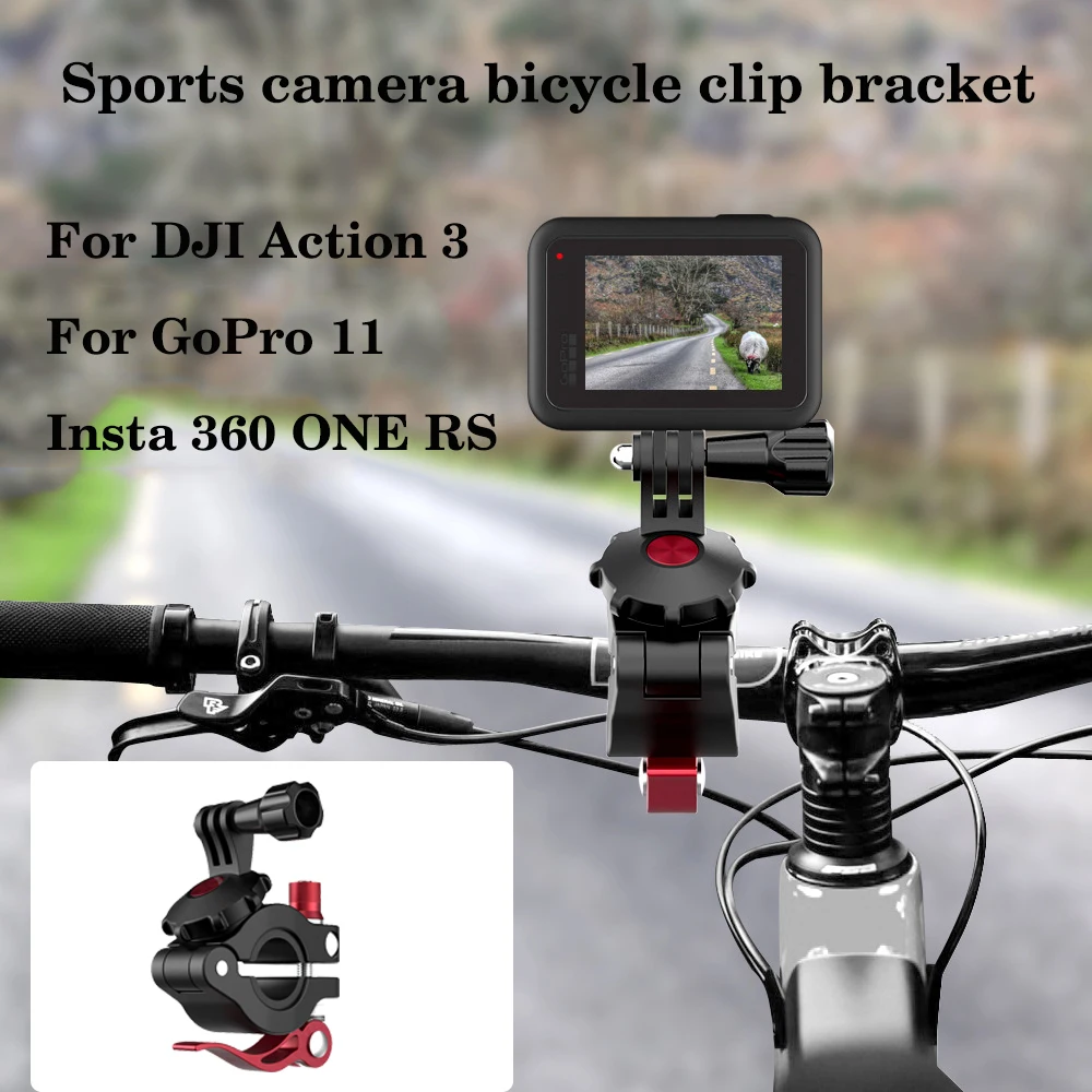 FOR DJI Action 5 PRO /GoPro 13/360 x4 Sport Camera Bicycle Clamp Bracket For GoPro Hero 12 Accessories