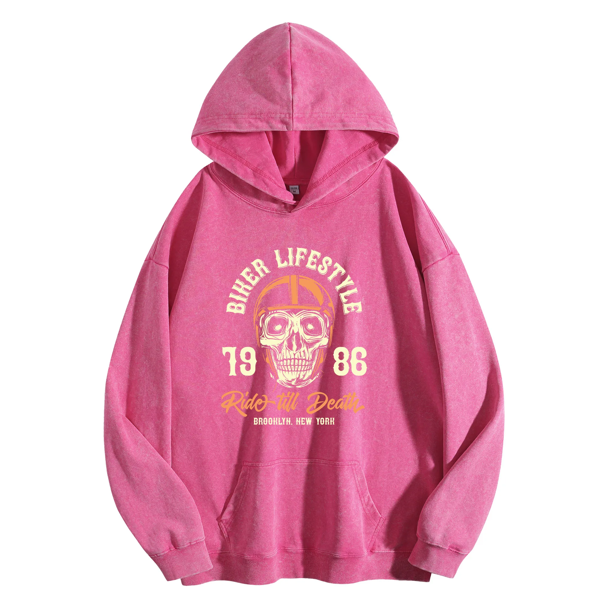 BIHER LIFESTYLE جرافيك طباعة 400G خمر غسلها هوديي للجنسين المتضخم الشارع الشهير البلوز مجموعة الخريف/الشتاء #2