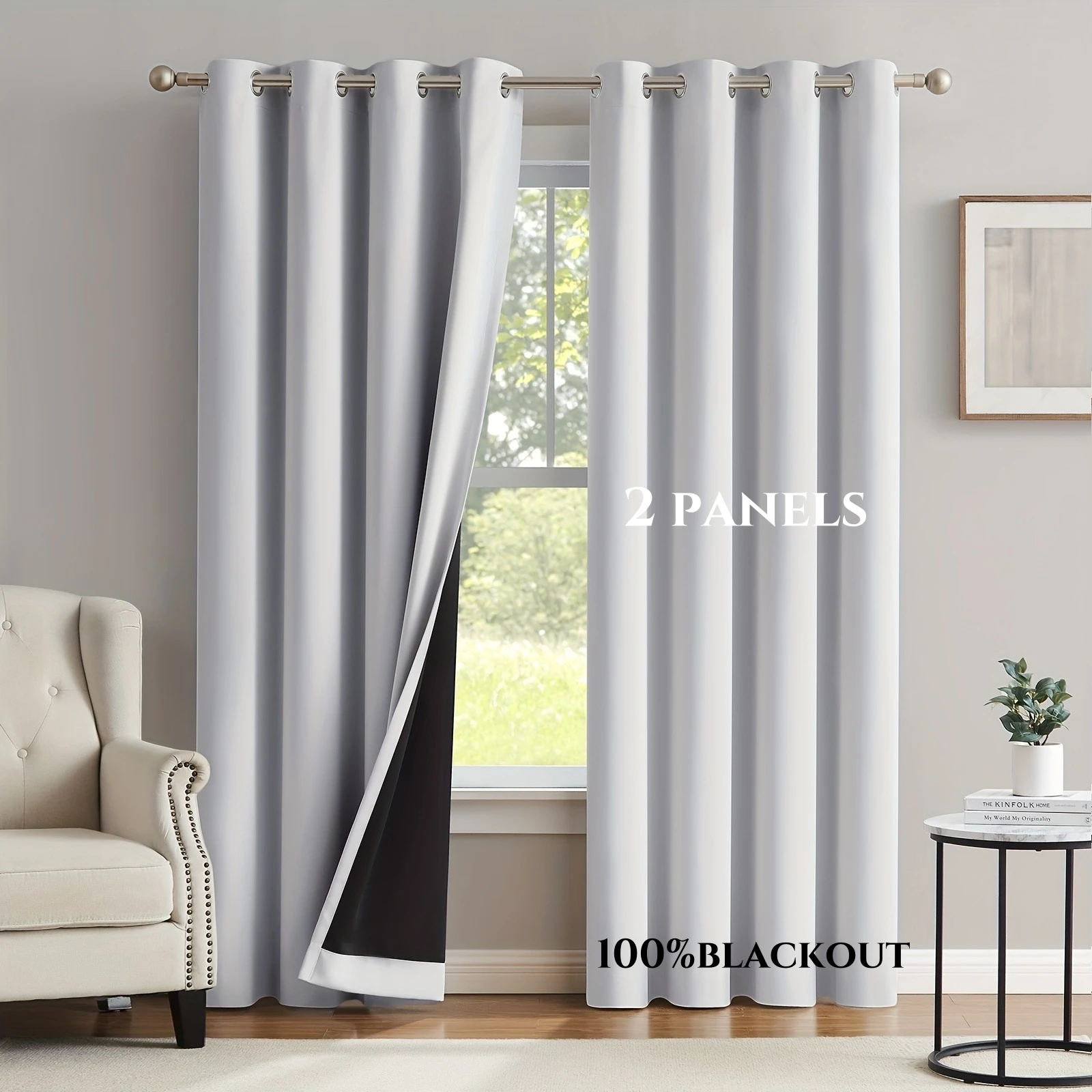 2pcs Modern 100% Blackout Solid Curtains, Window Curtains for Bedroom, Living Room, Kitchen, Prevent Ultraviolet Rays Draps