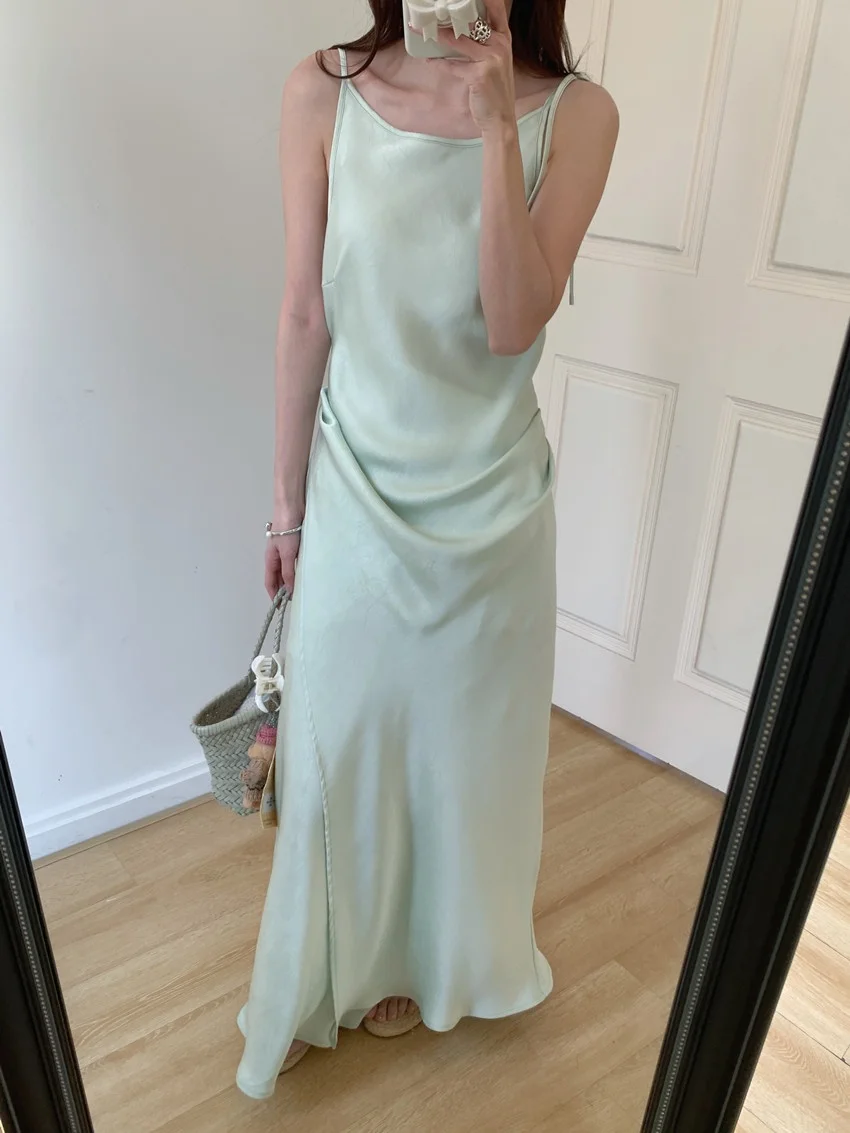 الغريبة كيتي فستان زفاف طويل أنيق شارع العليا الصيف بلا أكمام 2025 جديد سليم الساتان شيك لطيف Mujer الصلبة إغلاق الخصر