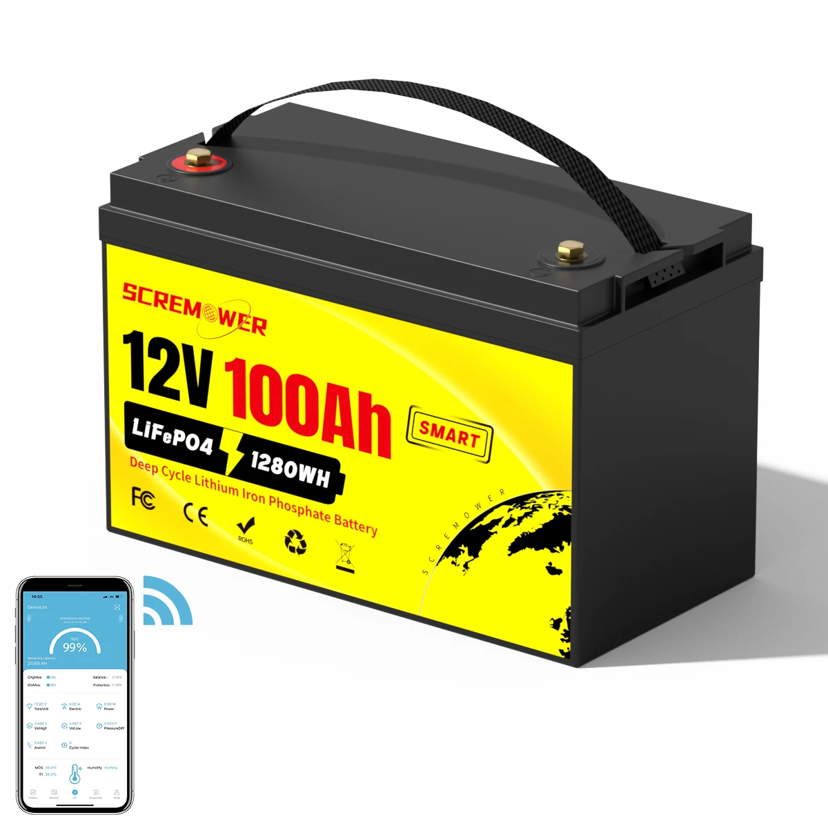 LiFePO4 Lithium Battery Built-in BMS 12V 100Ah 12.8V 6Ah 10Ah Rechargeable Batteries Pack Iron Phosphate 6000+ Cycles for Boat