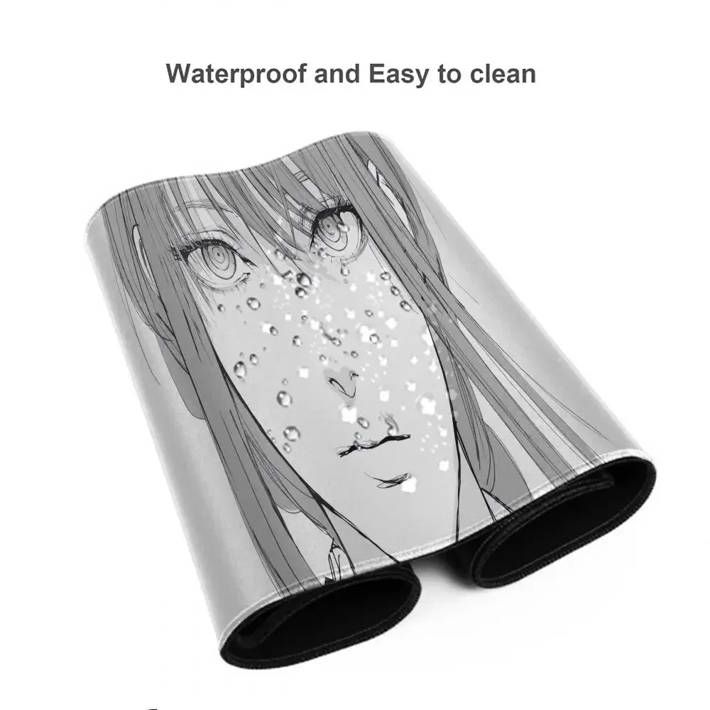 أبيض وأسود أنيمي فتاة الجدول حصيرة كبيرة ماوس الوسادة مكتب لوحة المفاتيح حافة قفل حصيرة مكتبية الألعاب الملحقات عدم الانزلاق ماوس