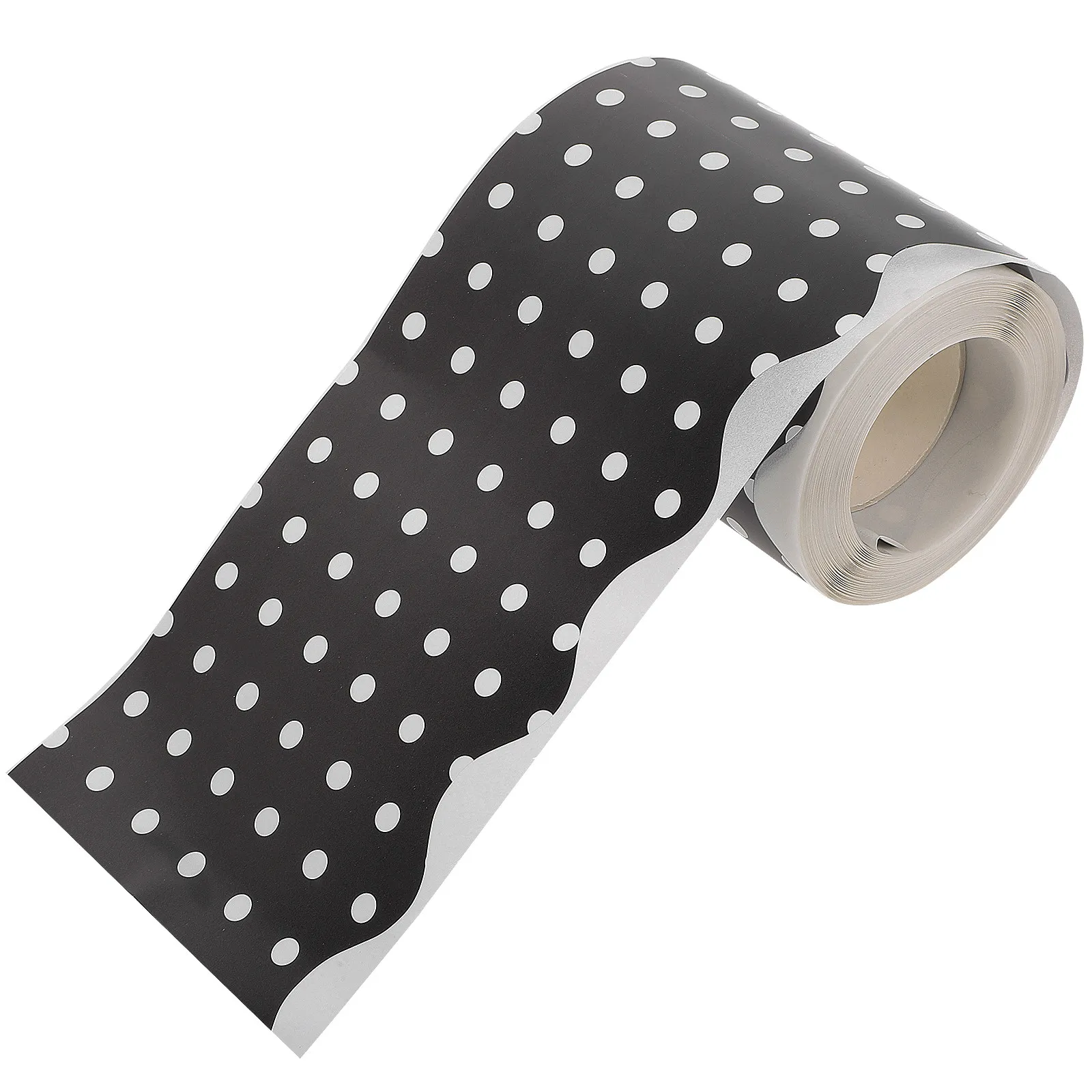 

1 Roll Wavy Polka Dot Border Sticker Premium Material Classroom Bulletin Board Trim Removable Adhesive Decorative Border Paper