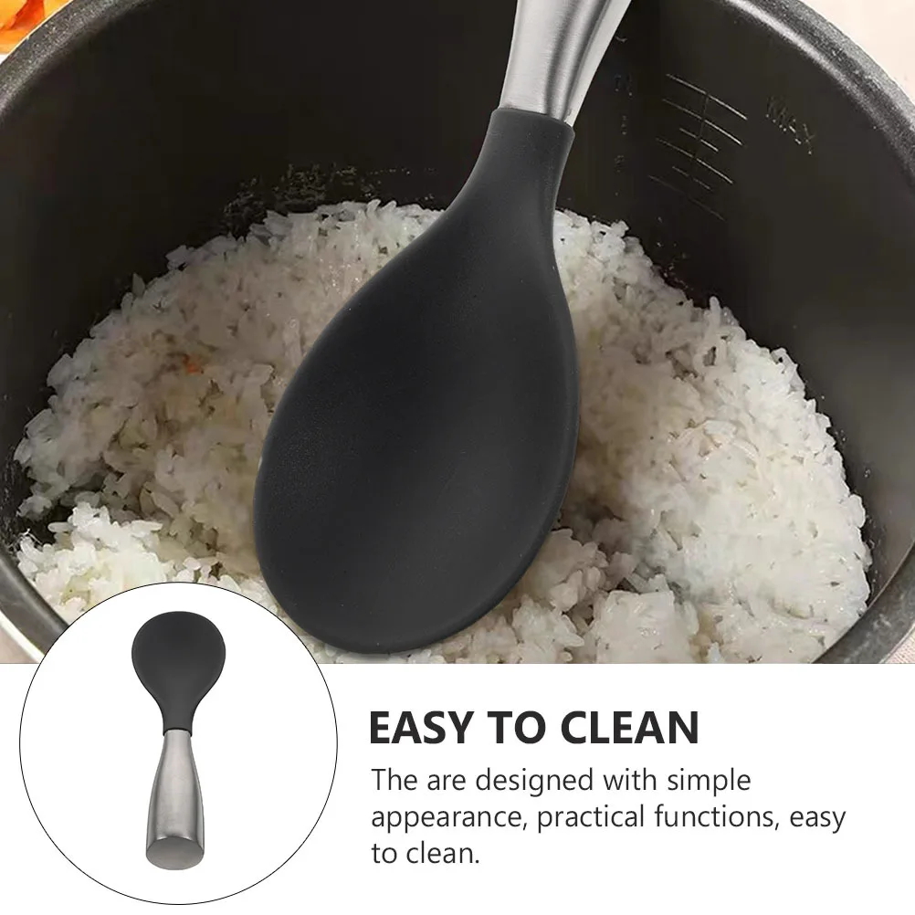 

2 шт., ложки для риса с ручкой из нержавеющей стали, серые большие силиконовые ложки для риса для дома, кухни, посуда, креативная кухня