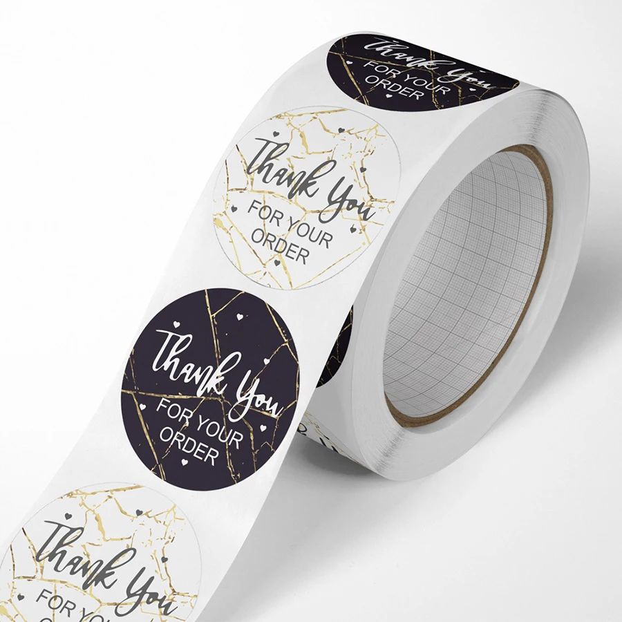 500PCS/Roll Stickers Thank You for Your Order with Gold Foil Pink Sticker for Company Giveaway & Birthday Party Favors Labels