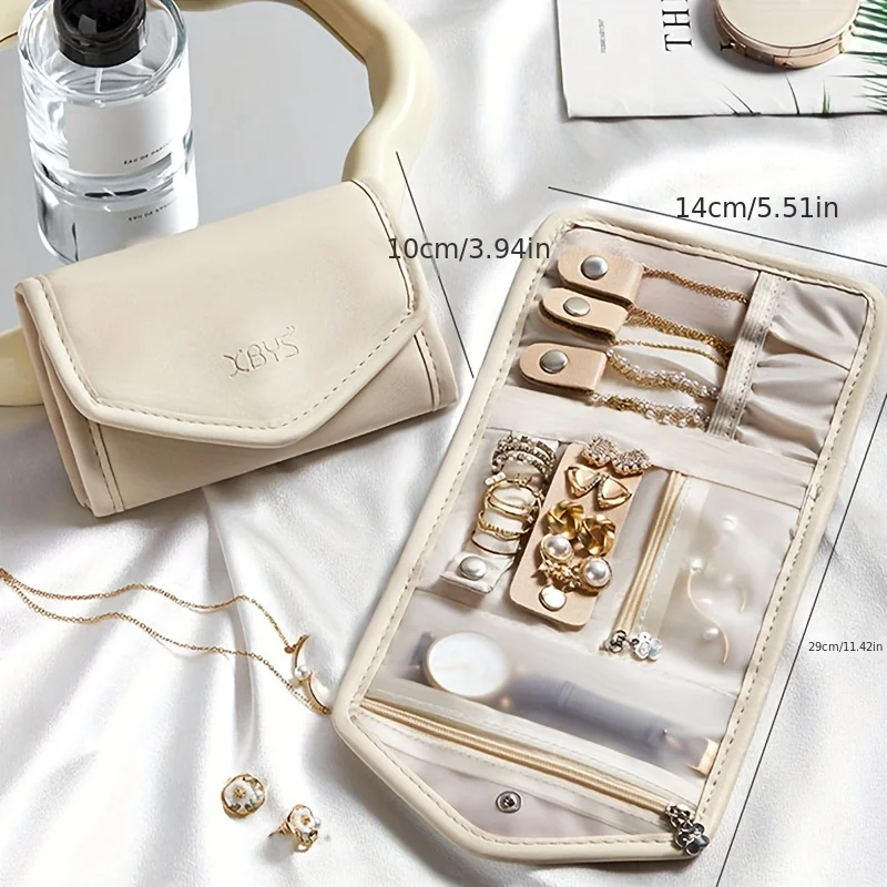 현대적인 인조 가죽 보석 정리함 여행 케이스 (시계 포켓, 목걸이 & 귀걸이 수납공간 포함) 보석 포장