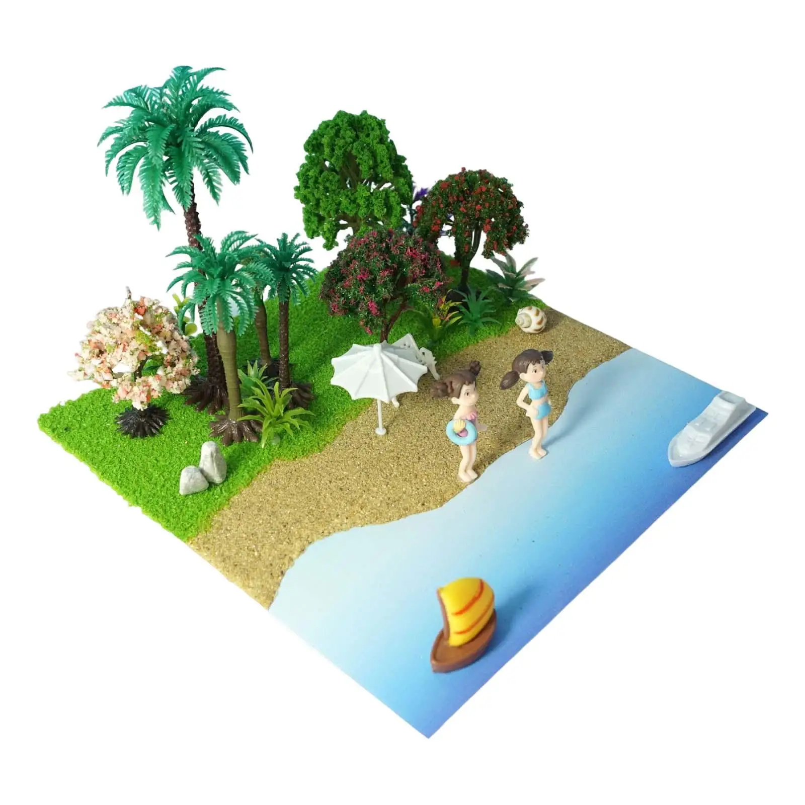 Plastic DIY Beach Scenes Building Kit HO Scale Scenery Layout for Kids Educational Parent Child Interactive Model Set