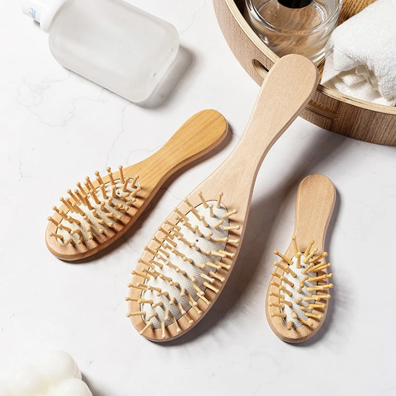 Wood Comb Professional Healthy Paddle Cushion Hair Loss Massage Brush Hairbrush Comb Scalp Hair Care Healthy Bamboo Comb 1 Piece