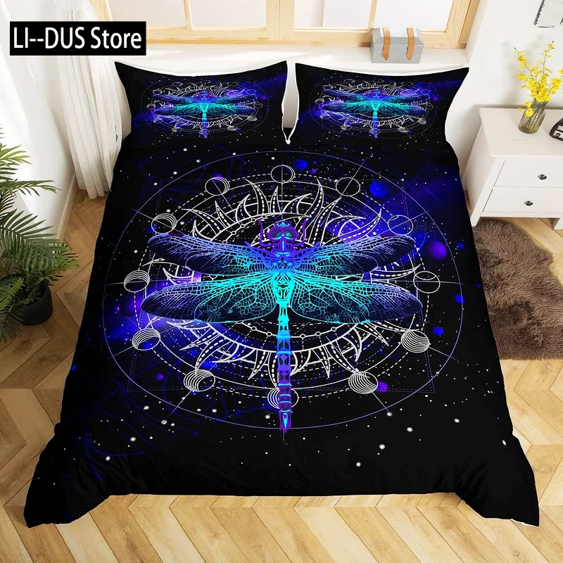 

Floral Dragonfly Bedding Set Duvet Cover for Kids Boys Girls Comforter Cover Botanical Duvet Cover with 2 Pillowcase Full Size
