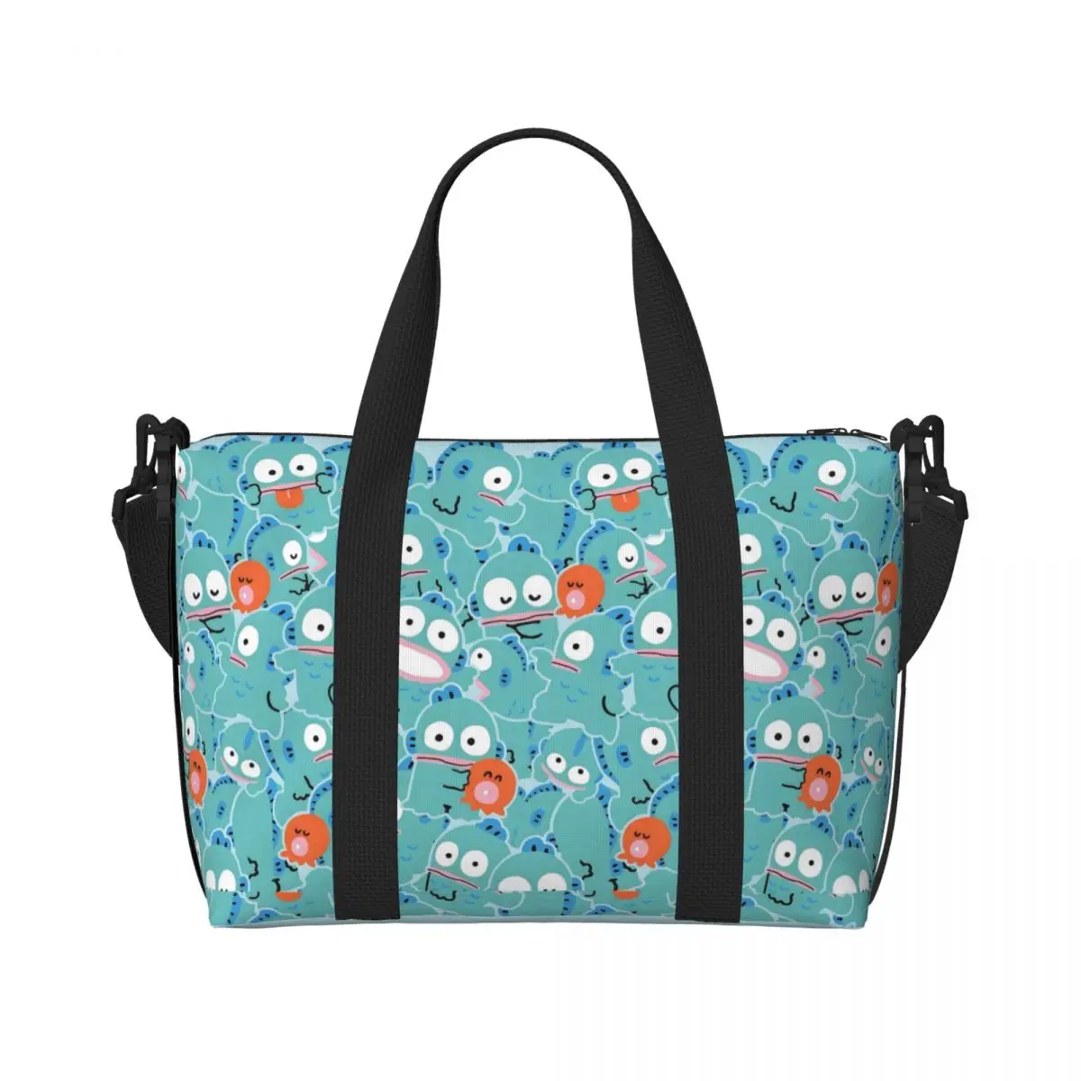 

Большая сумка-тоут Hangyodon на заказ, женская милая сумка-тоут с рыбой-клоун для покупок, пляжная дорожная сумка для спортзала