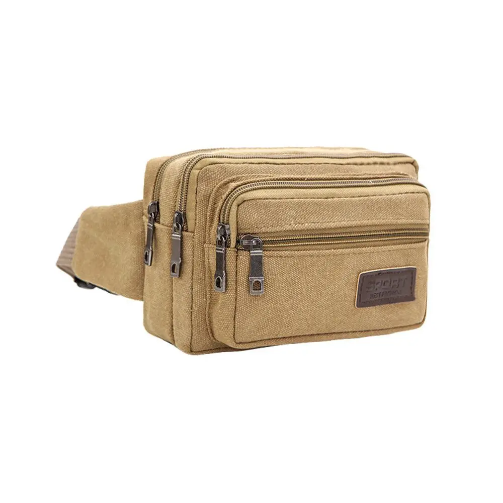 Fashion Waist Bag For Men Canvas Fanny Pack Man Multifunction Pocket Pack Belt Travel Shoulder Bag Outdoor Sports Men\'s Belt Bag