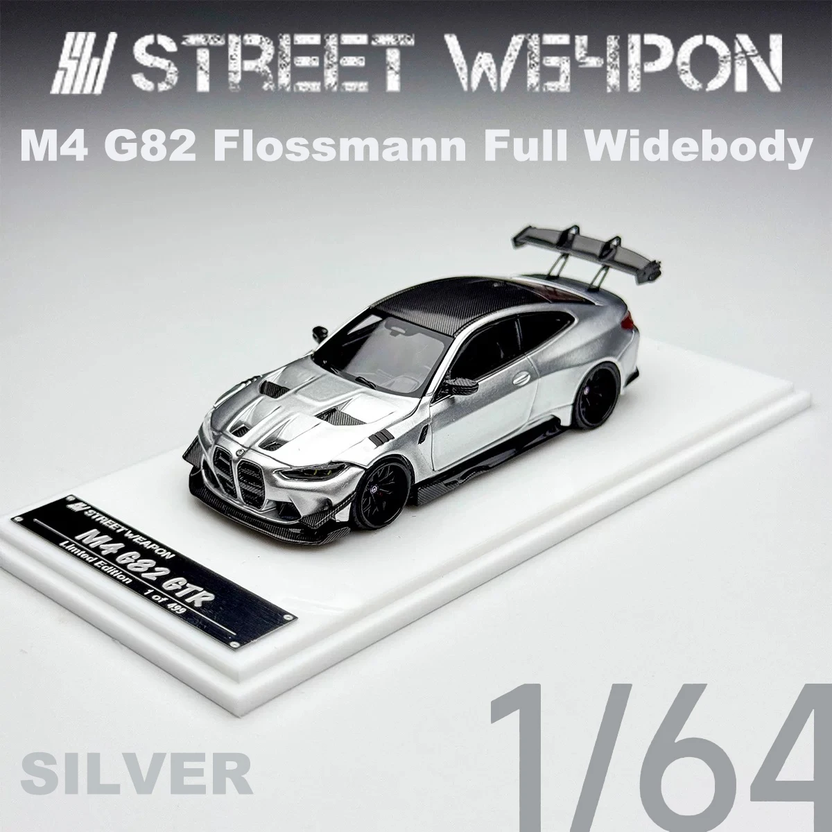 SW in Stock Street W64pon 1:64 Silver M4 G82 Flossmann Widebody Collectible Model Vehicles Diebody Display Car Model
