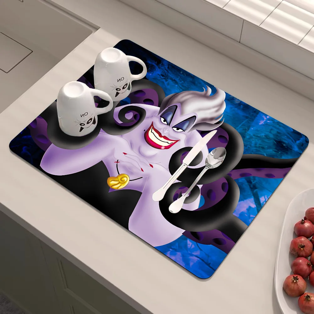 Ursula Villains Kitchen Draining Mat Tableware Pad Coffee Dish Drying Mat Placemat Bathroom Kitchen Drain Pad