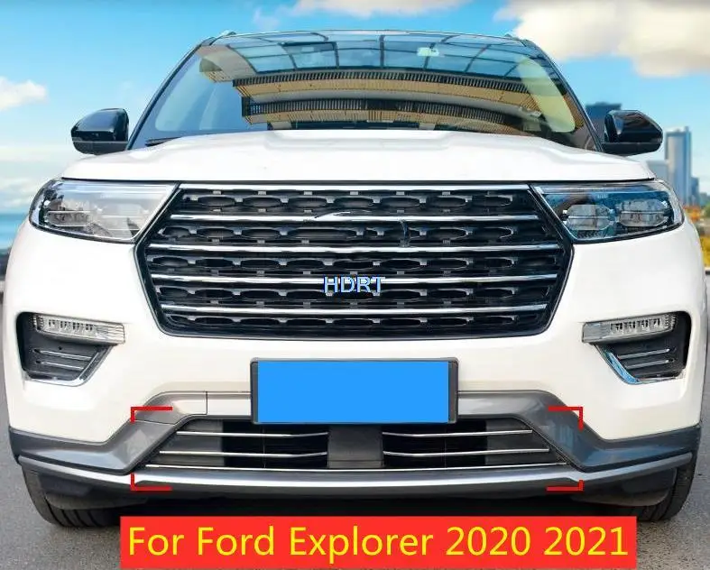 

For Ford Explorer 2020 2021 Car 5pcs Stainless Steel Front Grille Cover Lower Mesh Trim Molding Styling Middle Net Bezel Garnish