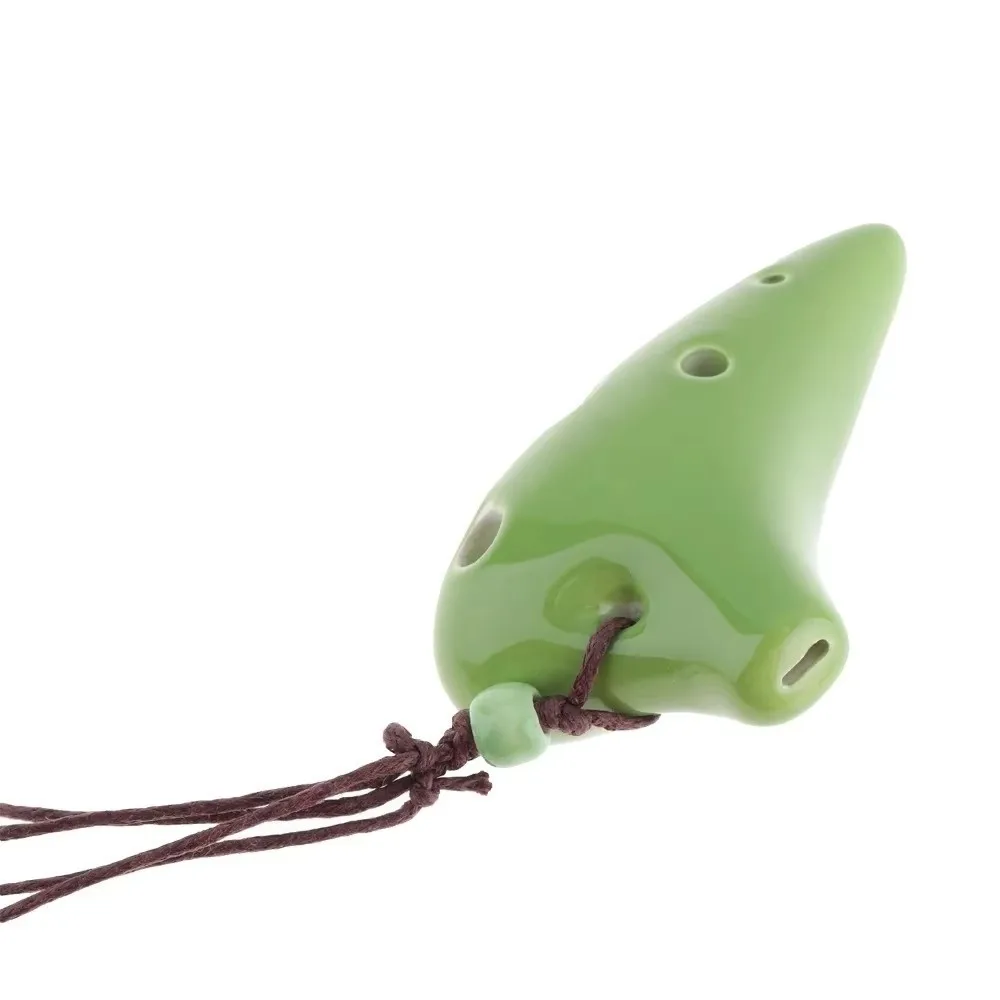 Gifts 6 Holes Ceramic Ocarina Hang Rope Included Mini Pottery Flute Playable Wind Instrument Music Gift