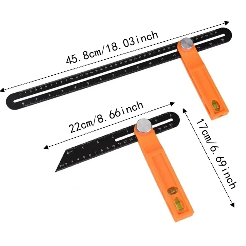 High Precision Angle Ruler Adjustable Detachable Measuring Tool Bubble Level Movable Right Angle Ruler Vertical Inspection