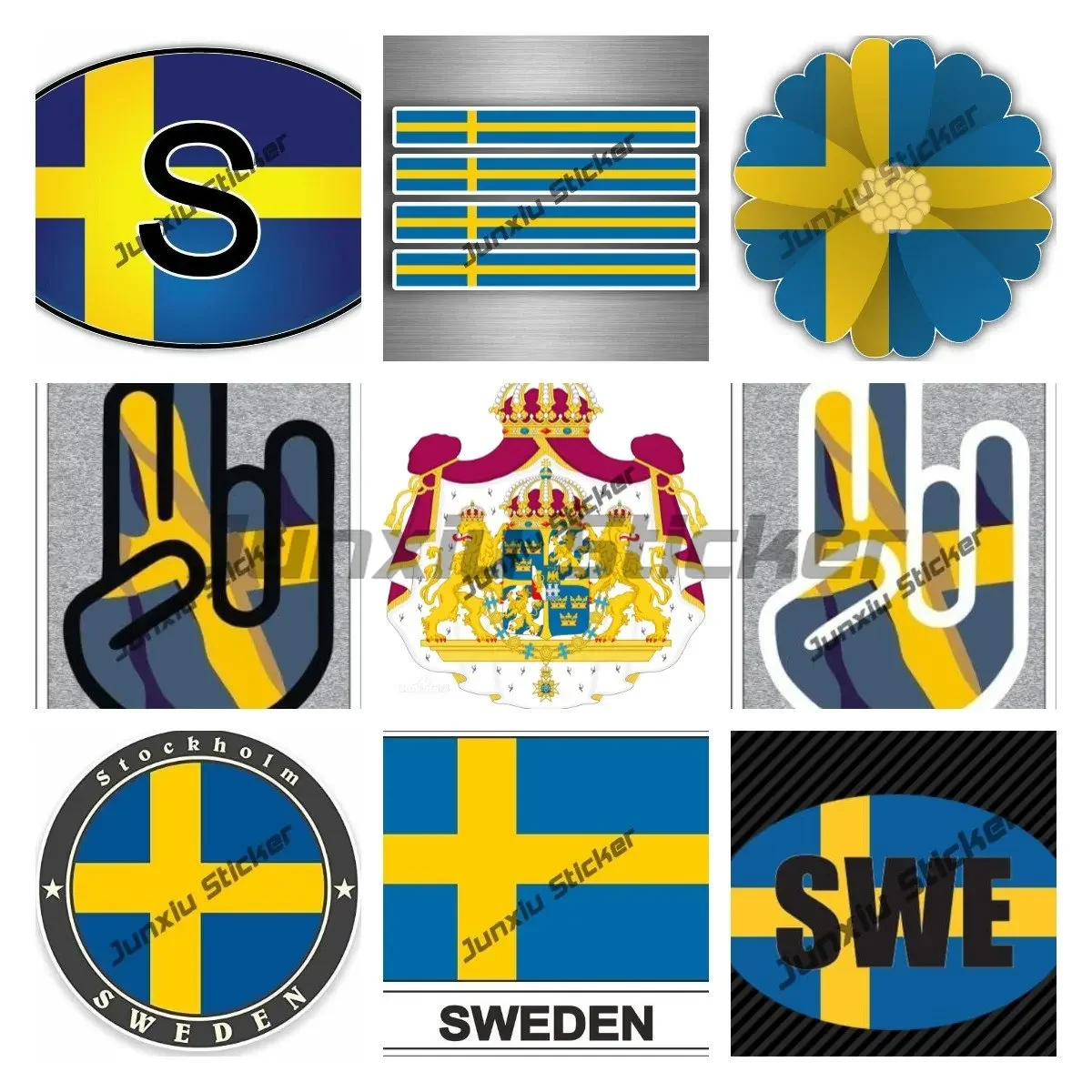 Sweden Swedish Nord Flag Shield Decal Badge Vinyl Sticker Sverige Country Code SWE National Flag Sticker for Car SUV Bumper