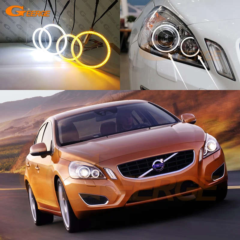 

Для Volvo S60 V60 2010 2011 2012 2013 ксеноновые фары ультра яркие переключающие DRL указатели поворота SMD светодиодные ангельские глазки комплект кольца Halo
