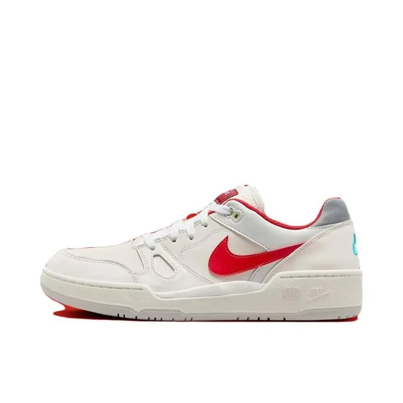 Nike Full Force Low Leather Trendy Comfortable Low Top Casual Sneakers Men's and Women's White Blue North Carolina Red