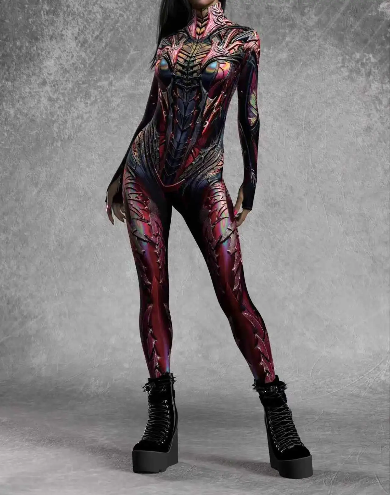 3D-Druck Cyberpunk Damen Strumpfhose Jumpsuit Halloween Feiertagsparty Cosplay Kostüm Elastische Bodysuits Rompers Damen Zentai – Detail 18