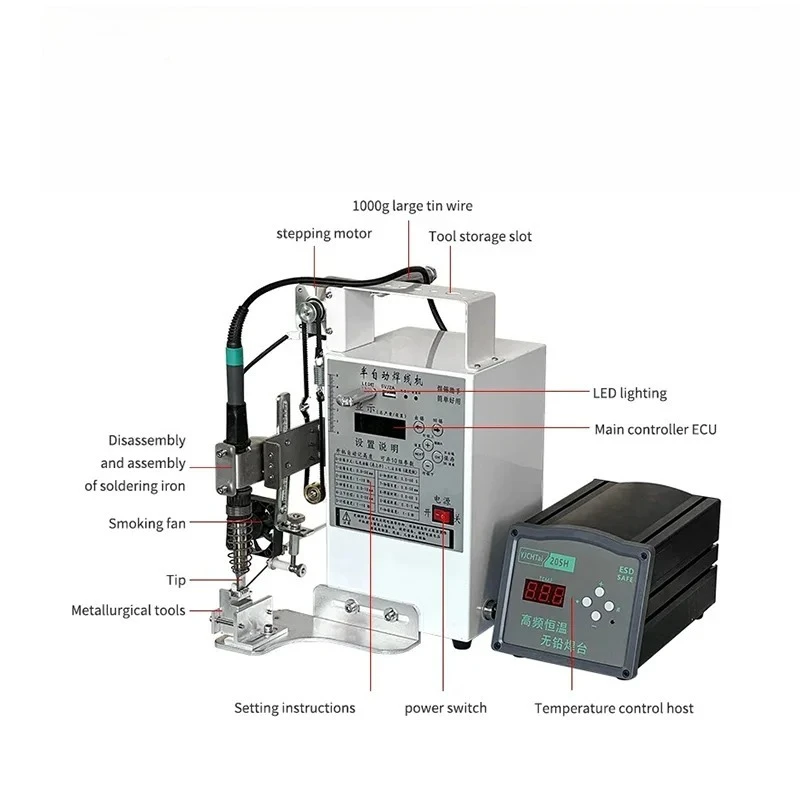 200W Semi Automatic Foot Operated Soldering Machine Electric Iron for Circuit Board USB Plug Soldering with Solder Station
