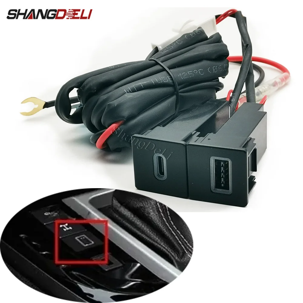 White Led Light Fit for ISUZU D-MAX 2021-2023 Dual  Charging Outlet Type C PD USB Phone Charger Adapter Socket