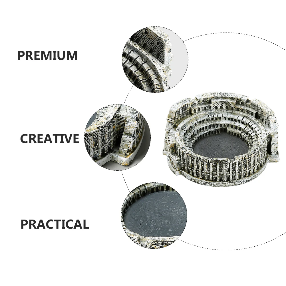 

Creative Ashtray Resin Gift nament Vintage Decor Crafts Desktop Adornment Rome Colosseum Home Office Practical Art
