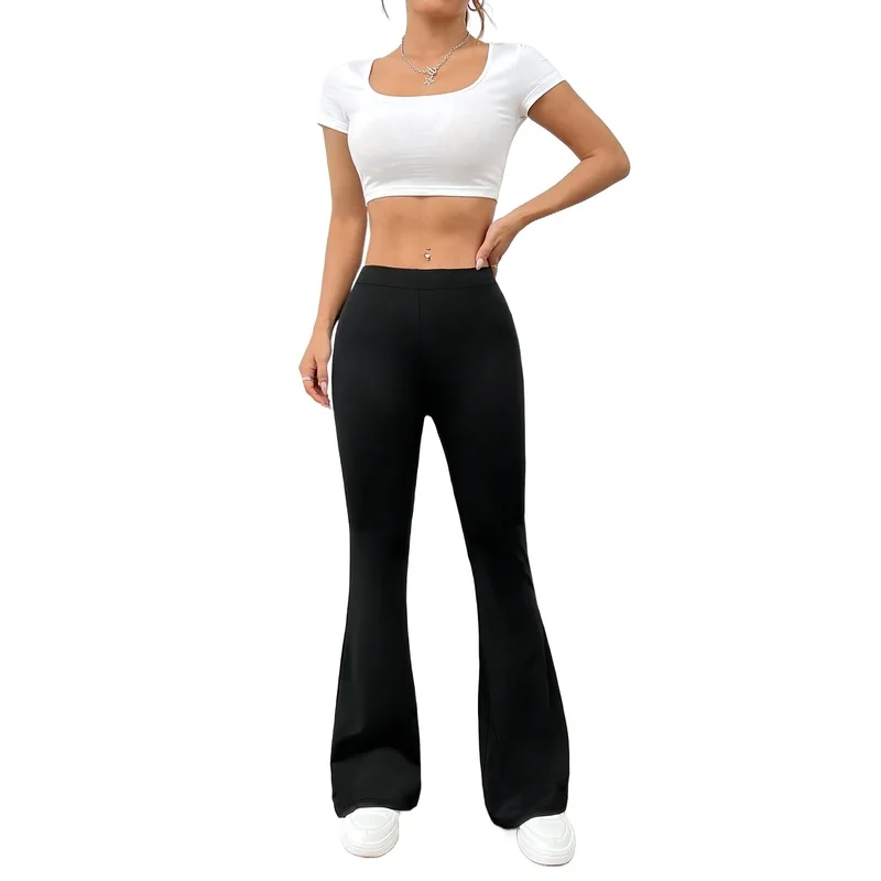 Pantaloni a Zampa Moderni 2025 per Donna, Vita Regolare, Elasticizzati, Snellenti, Neri, per Ufficio e Casual