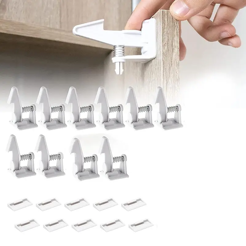 10 stuks babykastsloten onzichtbare kast en ladeslot kinderbeveiliging beschermer geen boren installatie wit