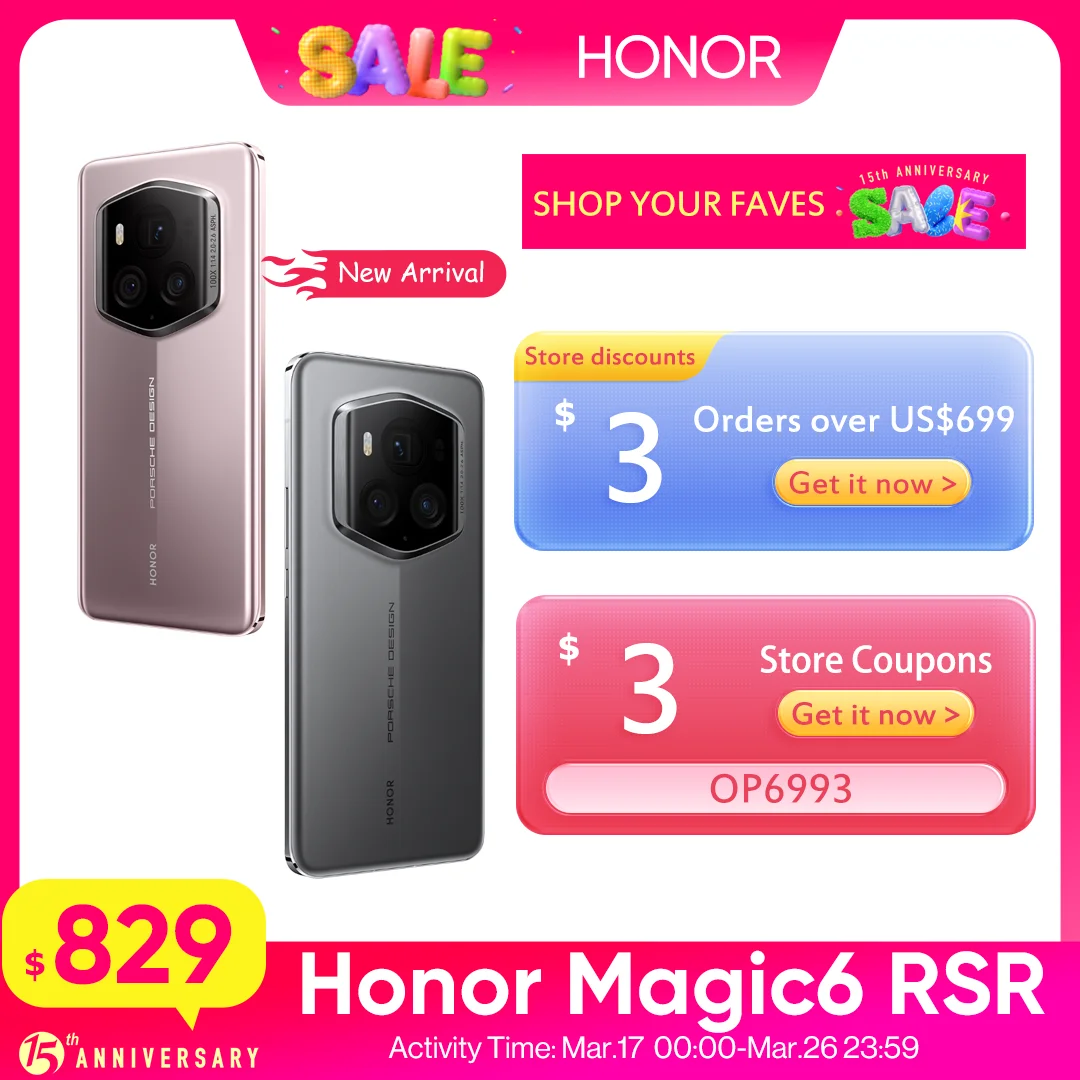HONOR Magic6 RSR Global Version 5G Smartphone Snapdragon 8 Gen3 6.8'' 120Hz LTPO OLED Display 5600mAh 66W Wireless SuperCharger